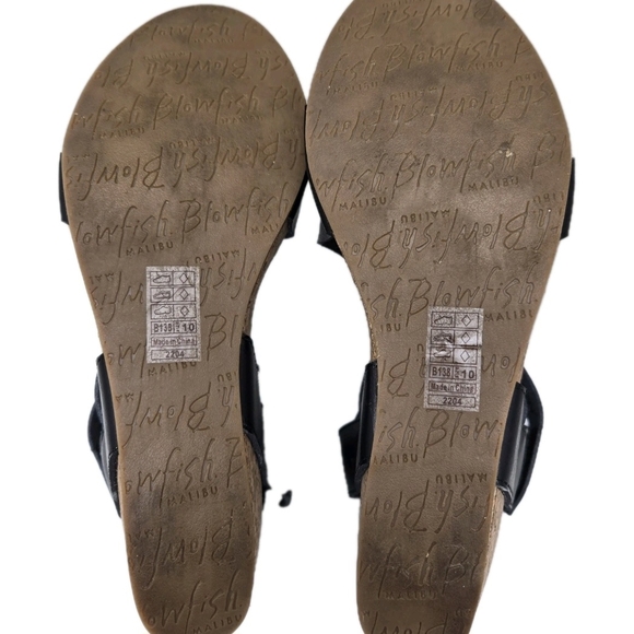 Blowfish Malibu Sandals Size 10 Black Hapuku Wedge Cork Platform Casual Open Toe - Picture 6 of 16